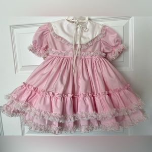 Vintage Martha’s Miniatures, size T4, Pink with white lace